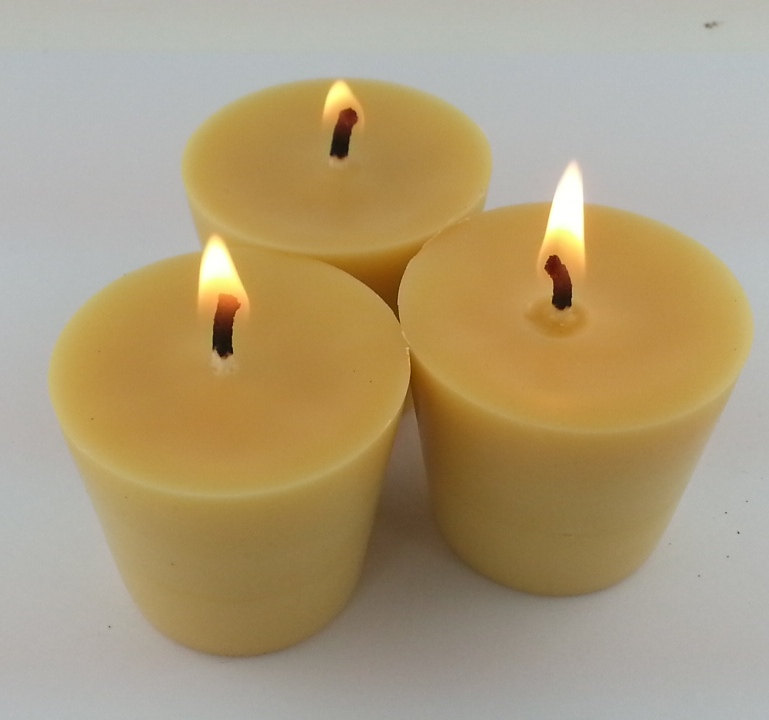 Pack Of 4 Organic Beeswax Lemongrass Votive Candles Burn 15+ Hours